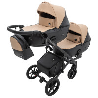 Коляска 2 в 1 для двійні Bair Kiwi DUO ECO BKD-18/15 капучино / чорний
