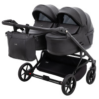Коляска 2 в 1 для двійні Adamex Leo Duo Eco SA-2 чорний