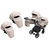 Коляска 2 в 1 для двійні Bair Kiwi DUO ECO BKD-33-1 капучино