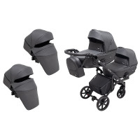 Коляска 2 в 1 для двійні Bair Kiwi DUO Soft BKD-219-1 графіт