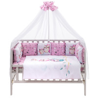 Дитяча постіль Babyroom Bortiki Print-08 рожевий (сови)
