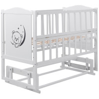 Ліжко Babyroom Тедді T-02 фігурне бильце, маятник, відкидний бік білий