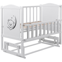 Ліжко Babyroom Тедді T-02 фігурне бильце, маятник, відкидний бік білий