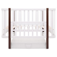Ліжко Babyroom Місяць LU-3 маятник, шухляда білий / венге