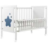 Ліжко Babyroom Зірочка Z-01 відкидний бік, колеса бук білий