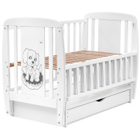 Ліжко Babyroom Песик DSMYO-3 маятник, ящик, відкидний бік бук білий