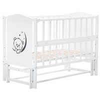 Ліжко Babyroom Тедді T-02 фігурне бильце, маятник поздовжній, відкидний бік, білий