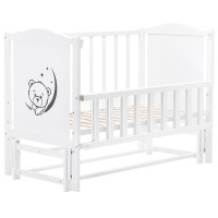 Ліжко Babyroom Тедді T-02 фігурне бильце, маятник поздовжній, відкидний бік, білий