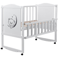Ліжко Babyroom Тедді T-01 фігурне бильце, відкидний бік, колеса білий
