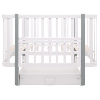 Ліжко Babyroom Місяць LU-3 маятник, шухляда білий / сірий