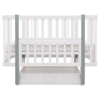 Ліжко Babyroom Місяць LU-3 маятник, шухляда білий / сірий