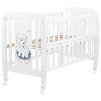 Ліжко Babyroom Песик DSO-01 відкидний бік, колеса бук білий