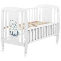 Ліжко Babyroom Песик DSO-01 відкидний бік, колеса бук білий