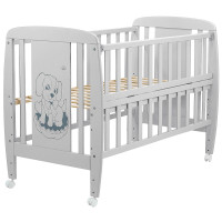 Ліжко Babyroom Песик DSO-01 відкидний бік, колеса бук сірий