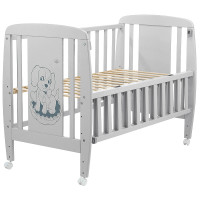 Ліжко Babyroom Песик DSO-01 відкидний бік, колеса бук сірий