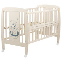 Ліжко Babyroom Песик DSO-01 відкидний бік, колеса бук слонова кістка