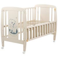 Ліжко Babyroom Песик DSO-01 відкидний бік, колеса бук слонова кістка