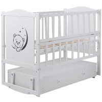 Ліжко Babyroom Тедді T-03 фігурне бильце, маятник, ящик, відкидний бік білий