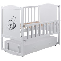 Ліжко Babyroom Тедді T-03 фігурне бильце, маятник, ящик, відкидний бік білий